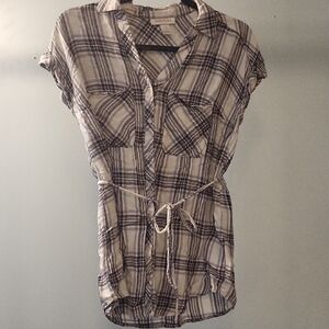 Maternity Plaid Button-Up Women's Top